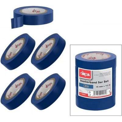 Dema Elektrikárska izolačná páska 15 mm x 10 m 5 ks modrá
