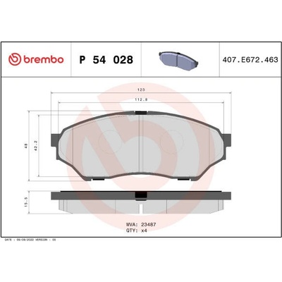 BREMBO Sada brzdových platničiek kotúčovej brzdy P54028