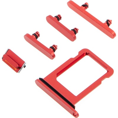 AppleMix Rámček / zásuvka na kartu Nano SIM + bočné tlačidlá pre Apple iPhone 12 mini - červený - Kvalita A+