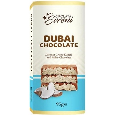 Evreni Dubajská mléčná čokoláda s kokosovou náplní s těstovými nudlemi kadayif 95 g