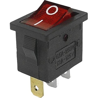 Vypínač kolébkový 250V/6A ON-OFF červený IRS-701AC (21x15mm)