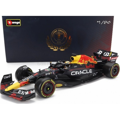 Bburago Red bull F1 Rb18 Team Oracle Red Bull Racing N 1 World Champion Season 2022 Max Verstappen With Pilot And Showcase Matná Modrá Žlutá Červená 1:24