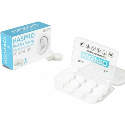 Haspro Mold6 silikonové špunty do uší, bílé 6 párů