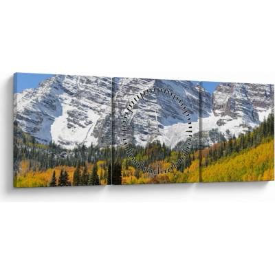 Obraz - Maroon Peak (s hodinami), trojdielne 90x30 cm s hodinami