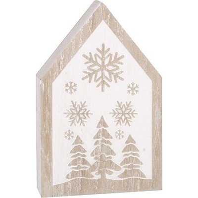 Anděl Přerov Domek s bílým potiskem dřevěný na postavení 7,5 x 12 x 2 cm – Hledejceny.cz