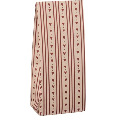 Ib Laursen Papírový sáček Hearts and Stripes 22,5 cm – set 5 ks, červená barva, papír