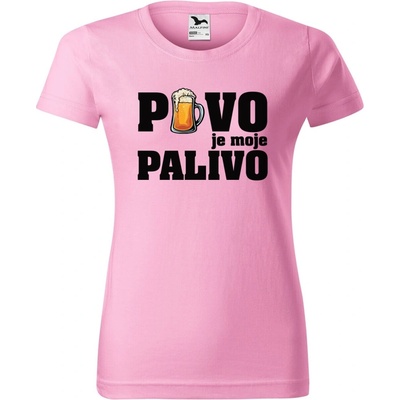 DOBRÝ TRIKO Dámské tričko s potiskem Pivo je moje palivo Růžová – Hledejceny.cz