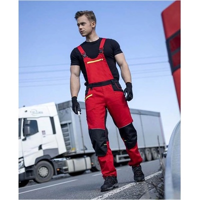 Ardon H6612 pracovné nohavice s náprsenkou 4Xstretch červená