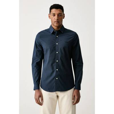 Guess pánska bavlnená košeľa M6BH33.W4283 tmavomodrá