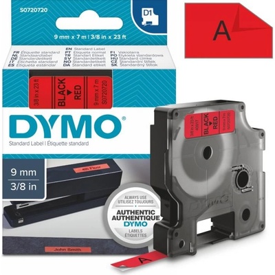 Páska Dymo D1, 9mm (40917) červená, černý tisk, 7m