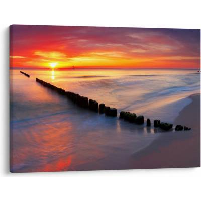 Obraz - Západ slunce, Baltské moře, Polsko, jednodílný 70x50 cm