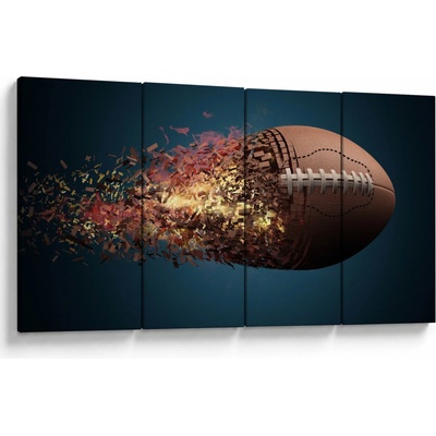 Obraz - Ragbyový míč v akci, Čtyřdílný 160x80 cm
