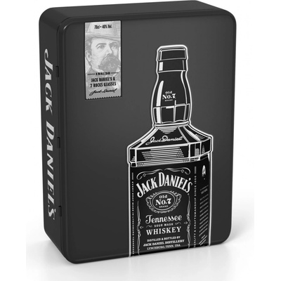 Jack Daniel's plech 40% 0,7 l (dárkové balení 2 sklenice)