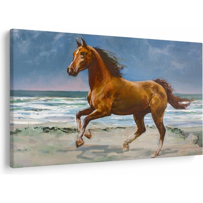 Obraz koně na pláži, jednodílný 120x80 cm