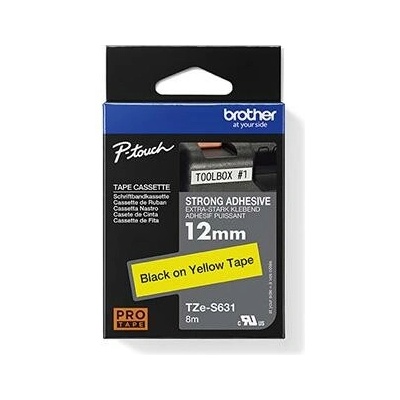 Brother originál páska do tlačiarne štítkov Brother TZE-S631 černý tlač/žltý podklad laminovaná 8 m 12 mm extrémne adhezívna