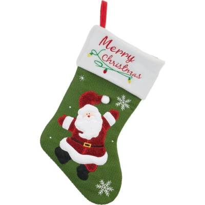 Akces Vianočná pančucha zelená Mikuláš s nápisom Merry Christmas