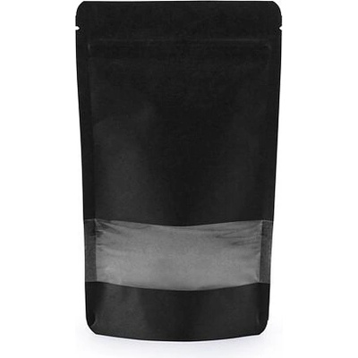 Doypack ZIP | černý kraft papír s okénkem obsah 100ml (85 × 140 + 50mm)