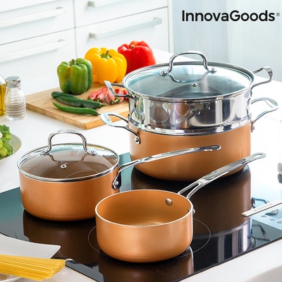 InnovaGoods Sada Hrncov s Naparovačom Copper-Effect 6 častí