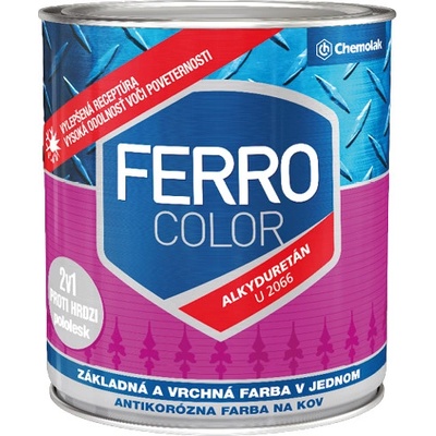 Chemolak FERRO COLOR U 2066 pololesklá antikorózna farba 2v1 6200 žltá 0,75 l
