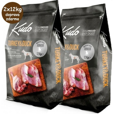 Kudo Dog LG Junior Medium & Maxi Turkey & Duck 2 x 12 kg