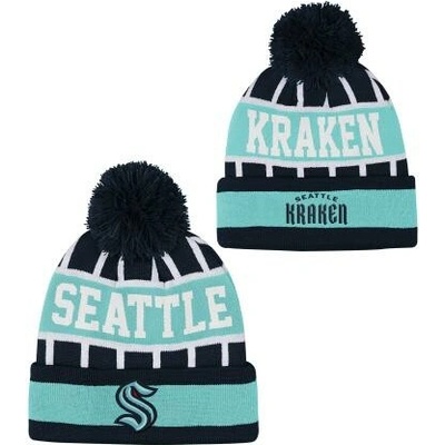 Outerstuff Detská zimná čiapka Seattle Kraken NHL Go Fast Cuffed Knit W Pom