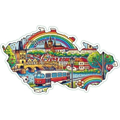 Samolepka SR v mape s Prahou 6 x 10,3 cm - farebná