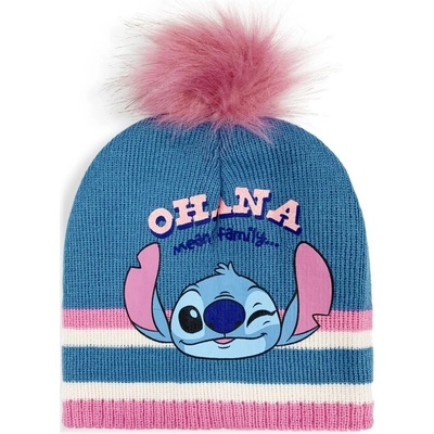 SunCity · dívčí zimní čepice s bambulí Lilo a Stitch motiv Ohana