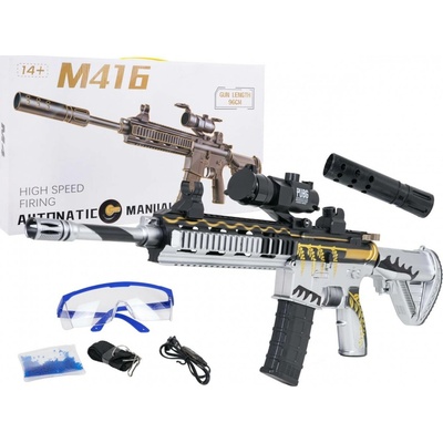 mamido Dětská Puška M416 na vodní kuličky s příslušenstvím bílá