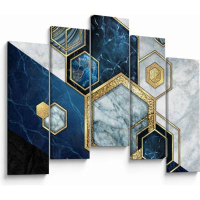 Obraz - Mramorové hexagony, pětidílný 125x90 cm