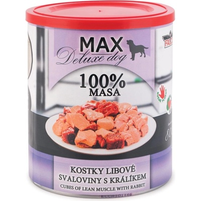 Sokol Falco Max Deluxe Dog Adult Kostky libové svaloviny s králíkem konzerva 800 g