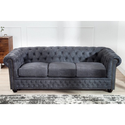 LuxD Trojsedačka Chesterfield Vintage šedá