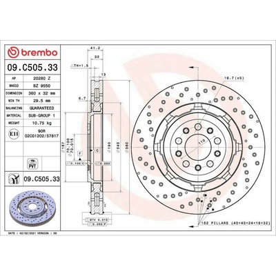 Brzdový kotúč BREMBO PRIME LINE - Dual Cast 09.C505.33