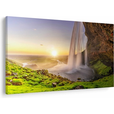 Obraz - Seljalandsfoss spoza vnútra jaskyne, jednodielne 150x100 cm