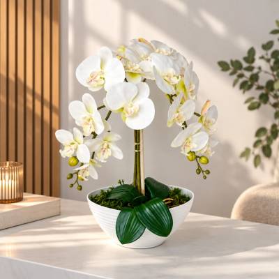 Umelá Orchidea 2 Farba: Biela