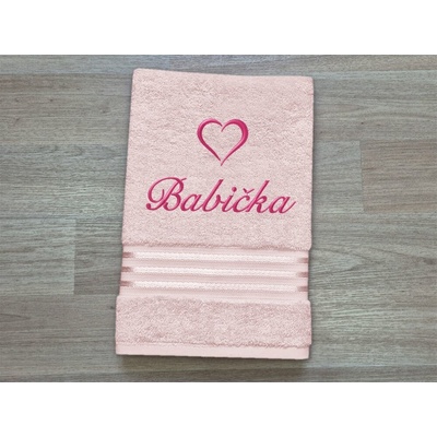 Povlečení Plus ručník babička se srdíčkem 50 x 100 cm světle růžová