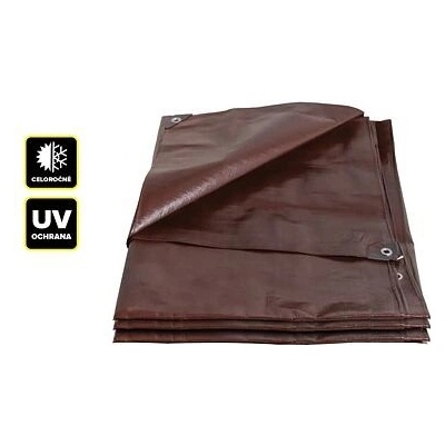 Proteco plachta s oky 5*6 m EXTRA silná 200 g/m² hnědá, 10.88-P200-5-6