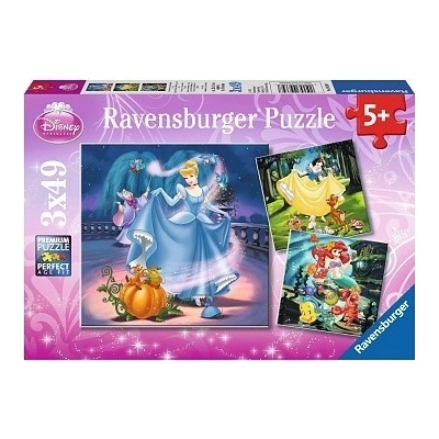 Ravensburger Sněhurka Popelka Ariel 3v1 3 x 49 dílků