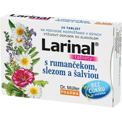 Dr. Müller LARINAL s rumančekom slezom a šalviou tbl bez cukru so sladidlom 1x16 ks