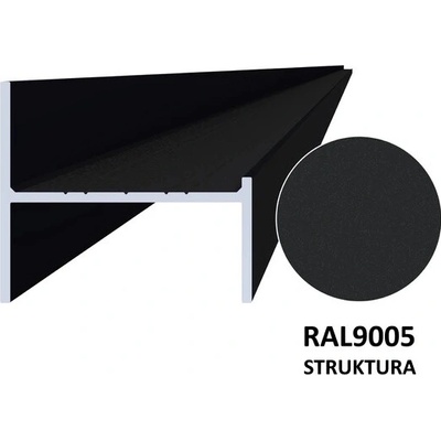 Hliníkový UT profil 50x44x6000 mm, s povrchovou úpravou, práškové lakování se strukturou RAL 9005