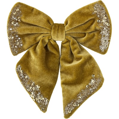 Bloomingville Vánoční dekorace mašle Ruby Gold, červená barva, zlatá barva, textil