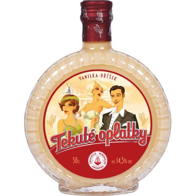 Metelka Tekuté oplatky Vanilka-oříšek 14,5% 500 ml (holá láhev)