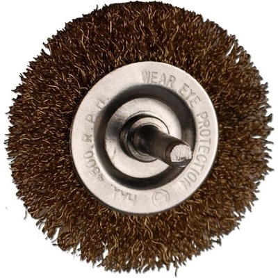 Okružná kefa so stopkou 50 mm, vlnitý oceľový drôt 0,34 mm, stopka 6 mm,