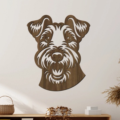 dřevo života Dřevěná dekorace psa Welsh Terrier Zvolte rozměr šxv (cm): 33x40, Zvolte barvu dekoru: Ořech