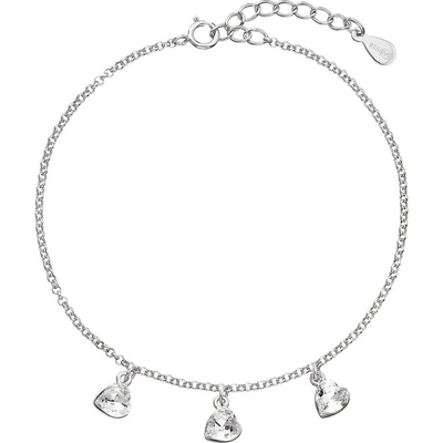 Evolution Group strieborný náramok so Swarovski krišťálmi biele srdce 33108.1