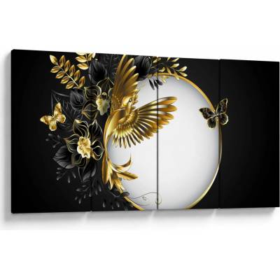 Obraz - Koule se zlatými motivy, Čtyřdílný 160x80 cm