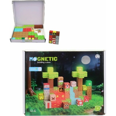 Made Magnetické kostky stavebnice svítící kostky na baterie 59 dílů