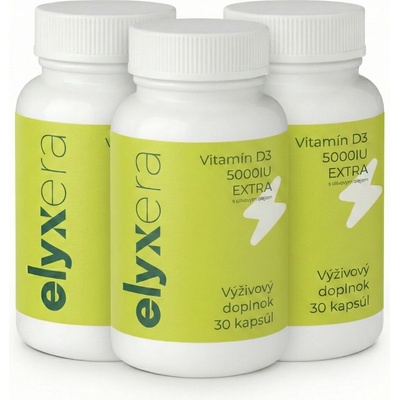 Elyxera Vitamín D3 EXTRA 5000IU s olivovým olejom 90 kapsúl 3-balenie