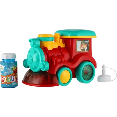 Teddies Lokomotiva Vláček s bublifukem plast 18cm na baterie se zvukem se světlem v krabičce 19x13x11cm