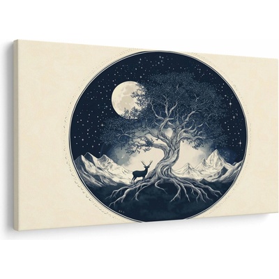 Obraz – Magický strom s jeleňom I., jednodielne 150x100 cm