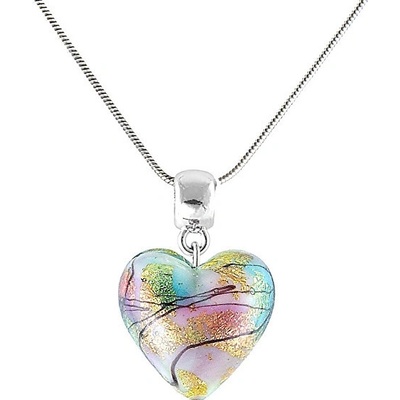 Lampglas Dúhový náhrdelník rainbow fairy s 24-karátovým zlatom v perle NLH28